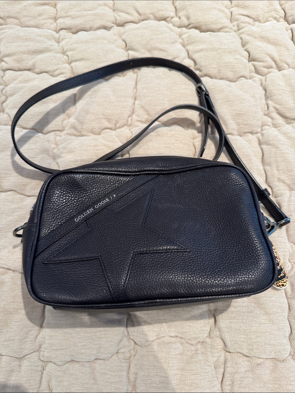 Golden Goose Black Pebbled Leather Star Crossbody